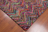 Pink 5x8 Hand Tufted Handmade Zig-Zag Medley Cotton Boho Modern Oriental Area Rug from Oriental Rug Of Houston