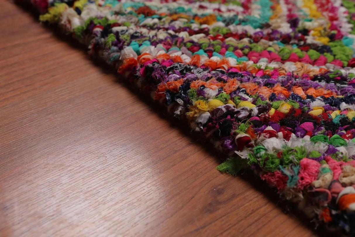 Pink 5x8 Hand Tufted Handmade Zig-Zag Medley Cotton Boho Modern Oriental Area Rug from Oriental Rug Of Houston