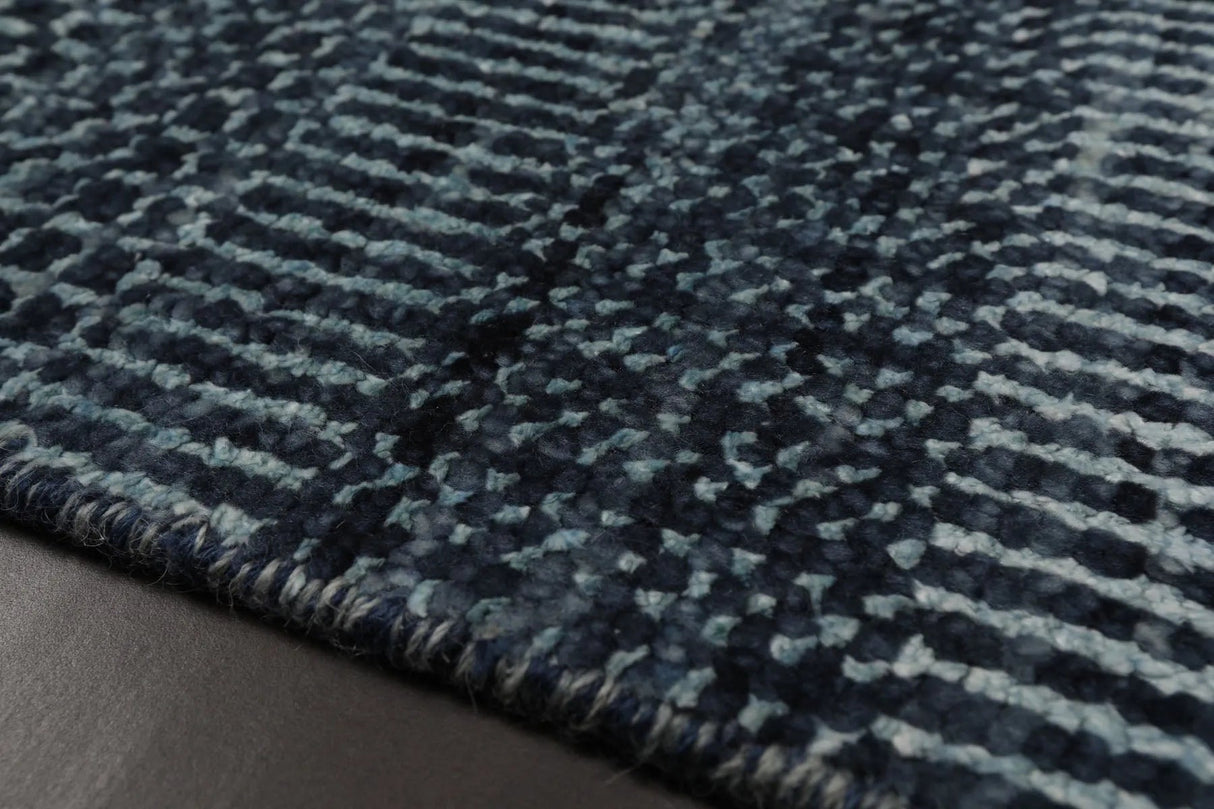 Blue Hand Knotted Tibetan Modern Wool and Bamboo Silk Oriental Area Rug from Oriental Rug Of Houston