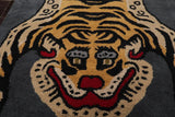 Oriental Area Rug 3x5 Gray, Gold Tiger Handmade 100% Wool Novelty/Animal from Oriental Rug Of Houston