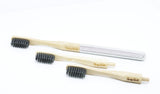Replaceable Bamboo Toothbrush Aluminum Handle - Soft Charcoal Bristles from Lucky Teeth