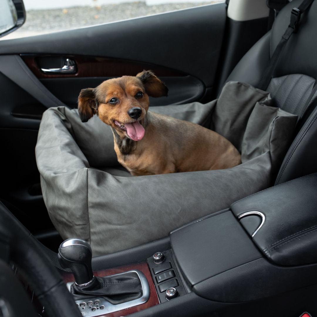 PupProtector™ Faux Leather Memory Foam Dog Car Bed - Slate Gray From Paw.com