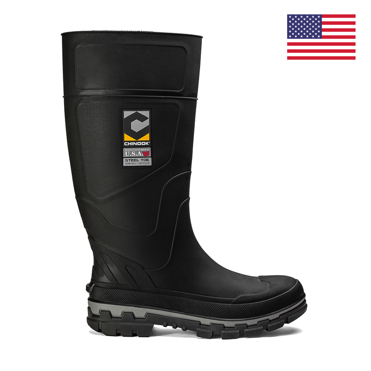 Kickaxe 15" Steel Toe Waterproof Rubber Boot – Black/Grey From Chinook Footwear