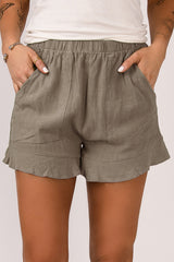 Katie High Waist Pocketed Ruffle Shorts From Threaded Pear