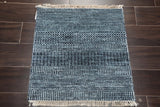 Blue Hand Knotted Tibetan Modern Wool and Bamboo Silk Oriental Area Rug from Oriental Rug Of Houston