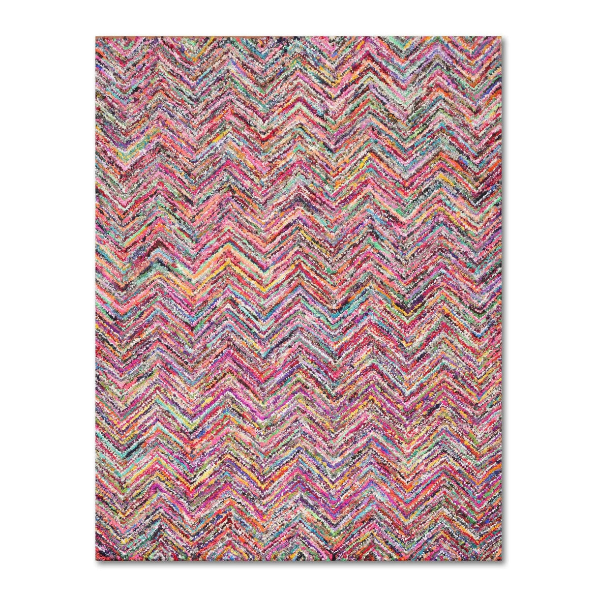 Pink 5x8 Hand Tufted Handmade Zig-Zag Medley Cotton Boho Modern Oriental Area Rug from Oriental Rug Of Houston