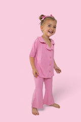 BELLA PINK RIB DREAM GIRL'S FLARE SET from DREAM BIG LITTLE CO