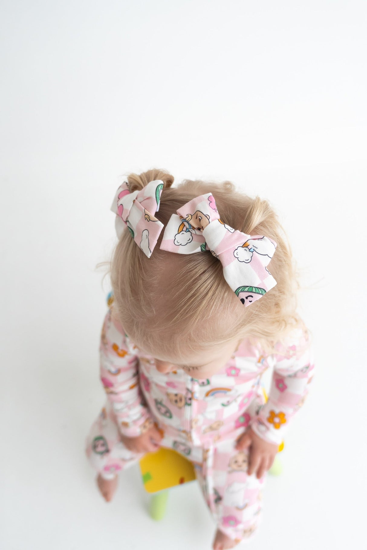 Dream Big Little Co x CoComelon JJ RAINBOW CHECKERS DREAM BOW HAIR CLIPS from DREAM BIG LITTLE CO
