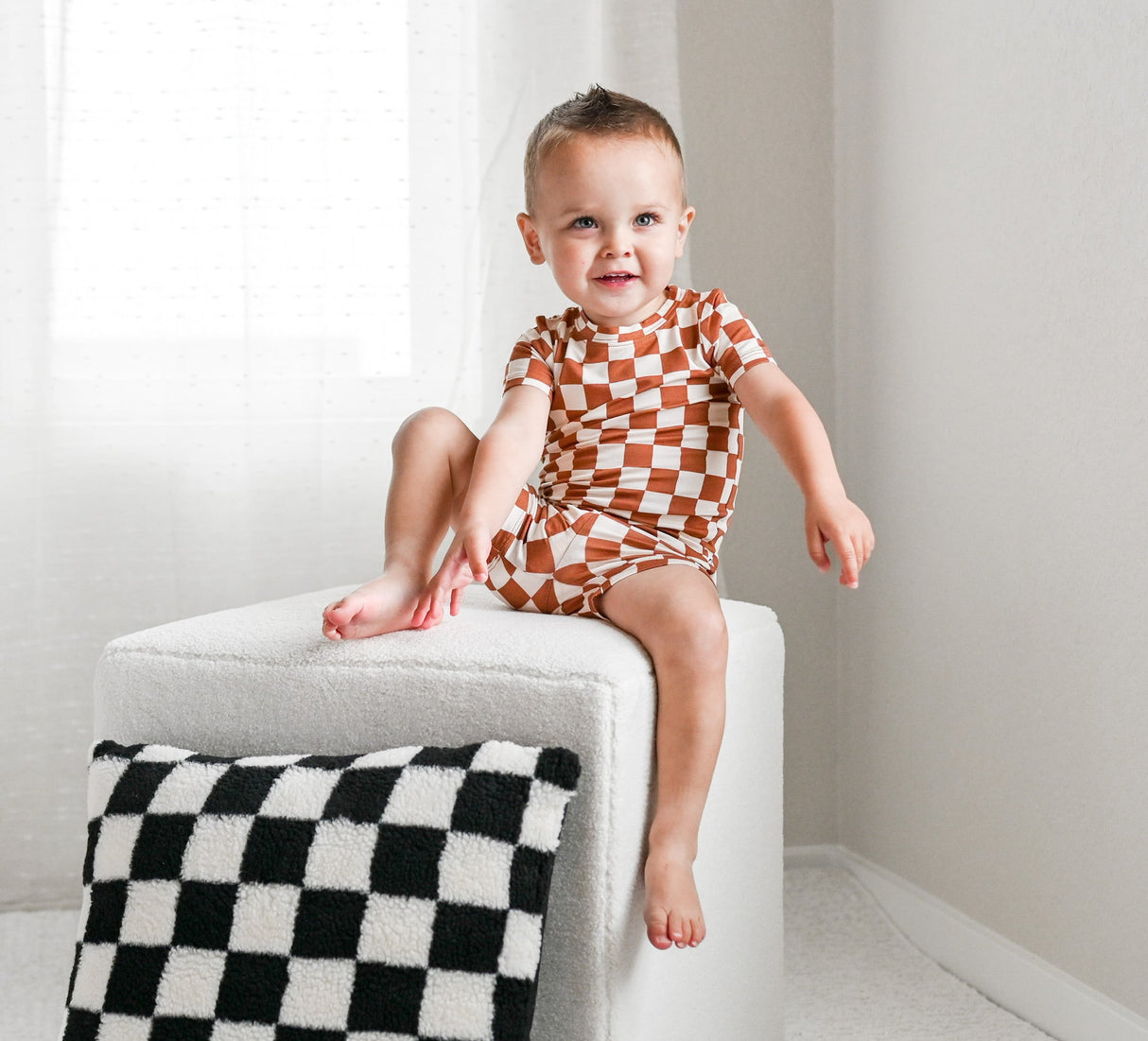 COPPER CHECKERS DREAM SHORT SET from DREAM BIG LITTLE CO