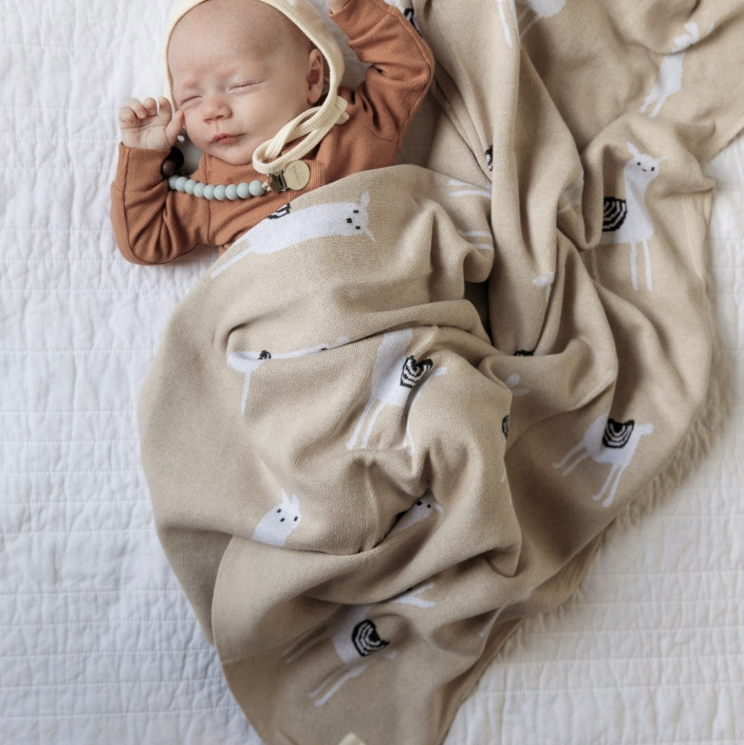 Luxury Knit Llama Swaddle Baby Blanket from Bleu La La