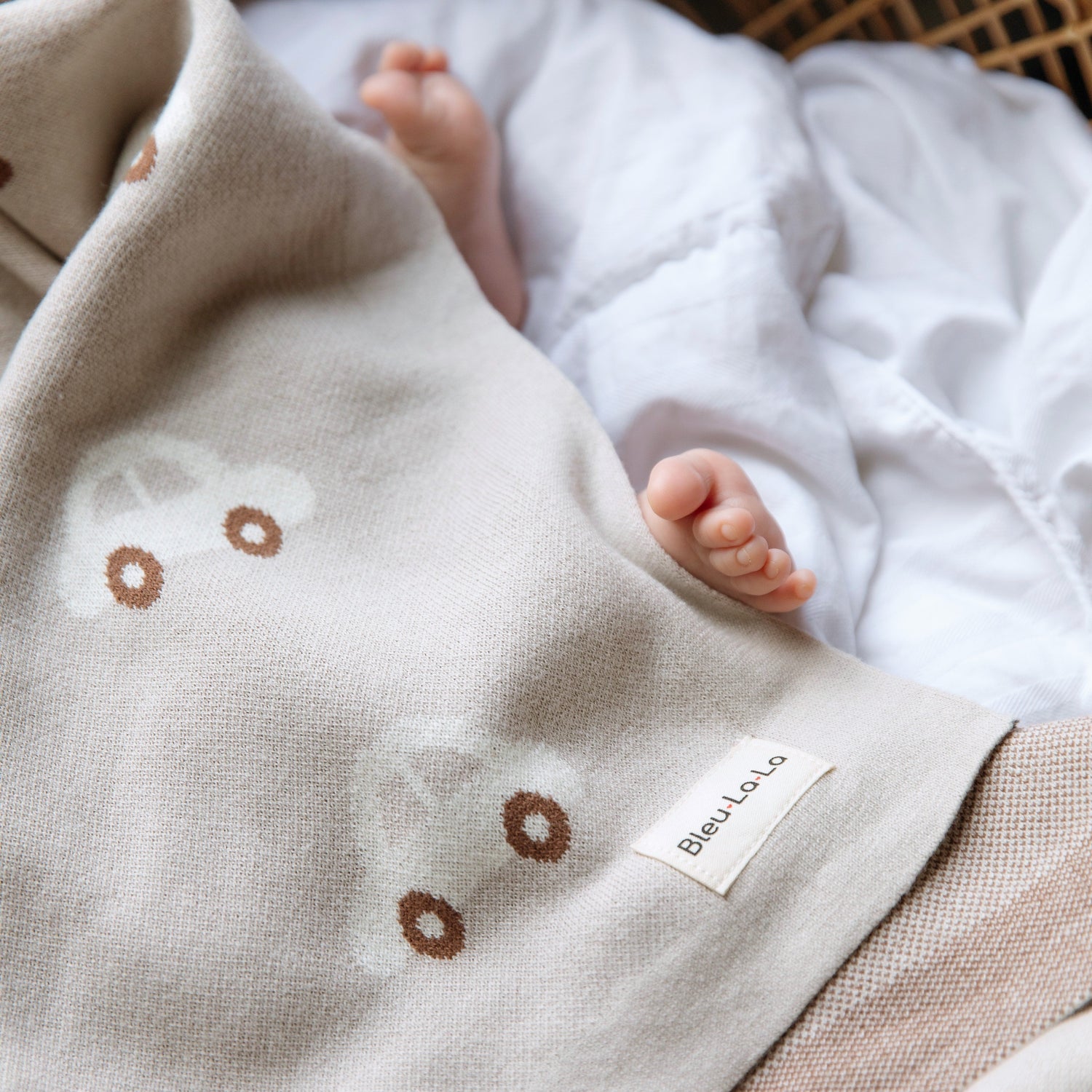 100% Cotton Luxury Knit Car Swaddle Blanket from Bleu La La