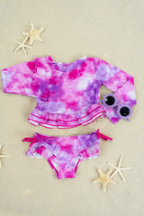 CANDY CLOUDS DREAM 2-PIECE RASH GUARD RUFFLE SWIM SUIT from DREAM BIG LITTLE CO