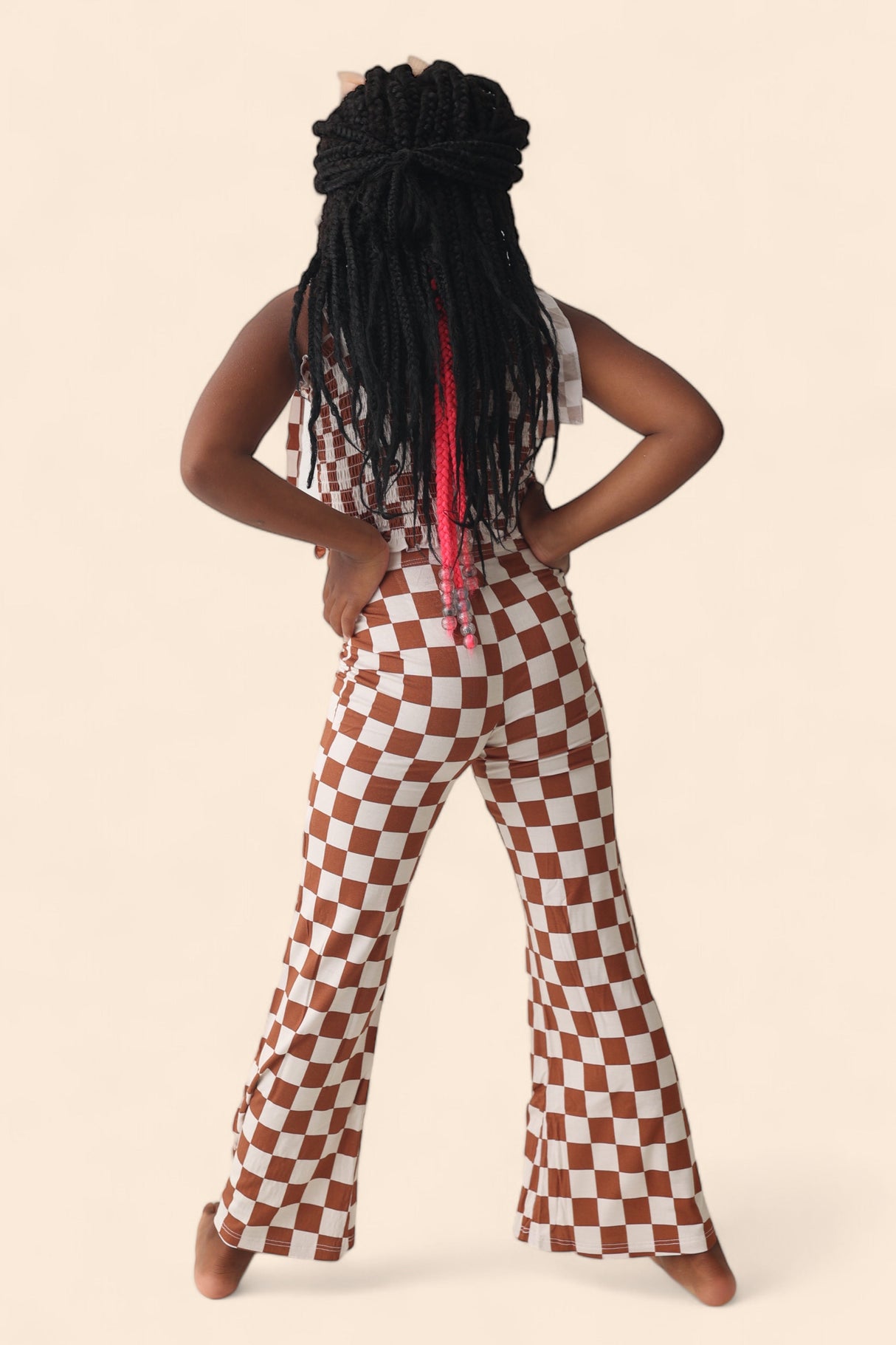 COPPER CHECKERS DREAM SMOCKED FLARE SET from DREAM BIG LITTLE CO