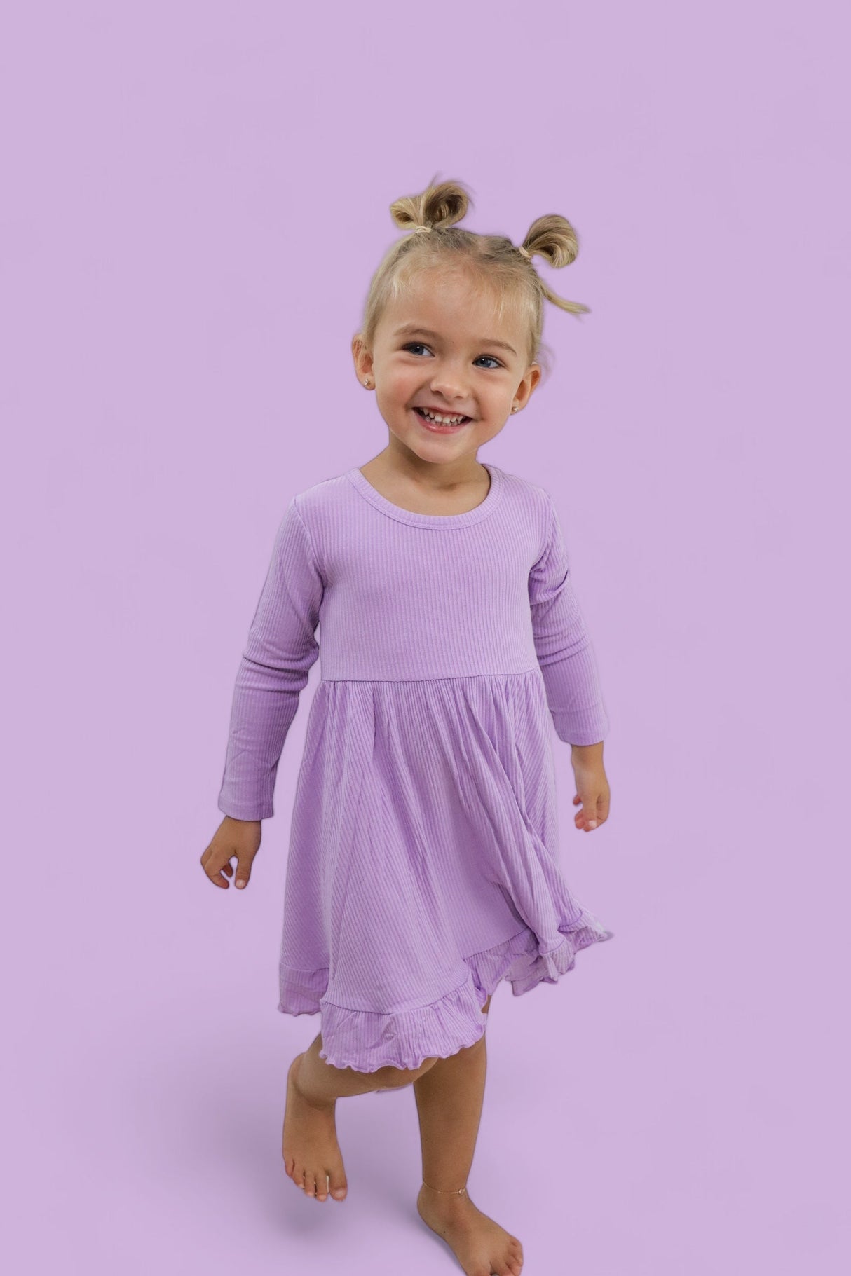 AMETHYST RIB DREAM RUFFLE DRESS from DREAM BIG LITTLE CO