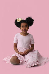 PINK ROSE RIB RUFFLE DRESS from DREAM BIG LITTLE CO
