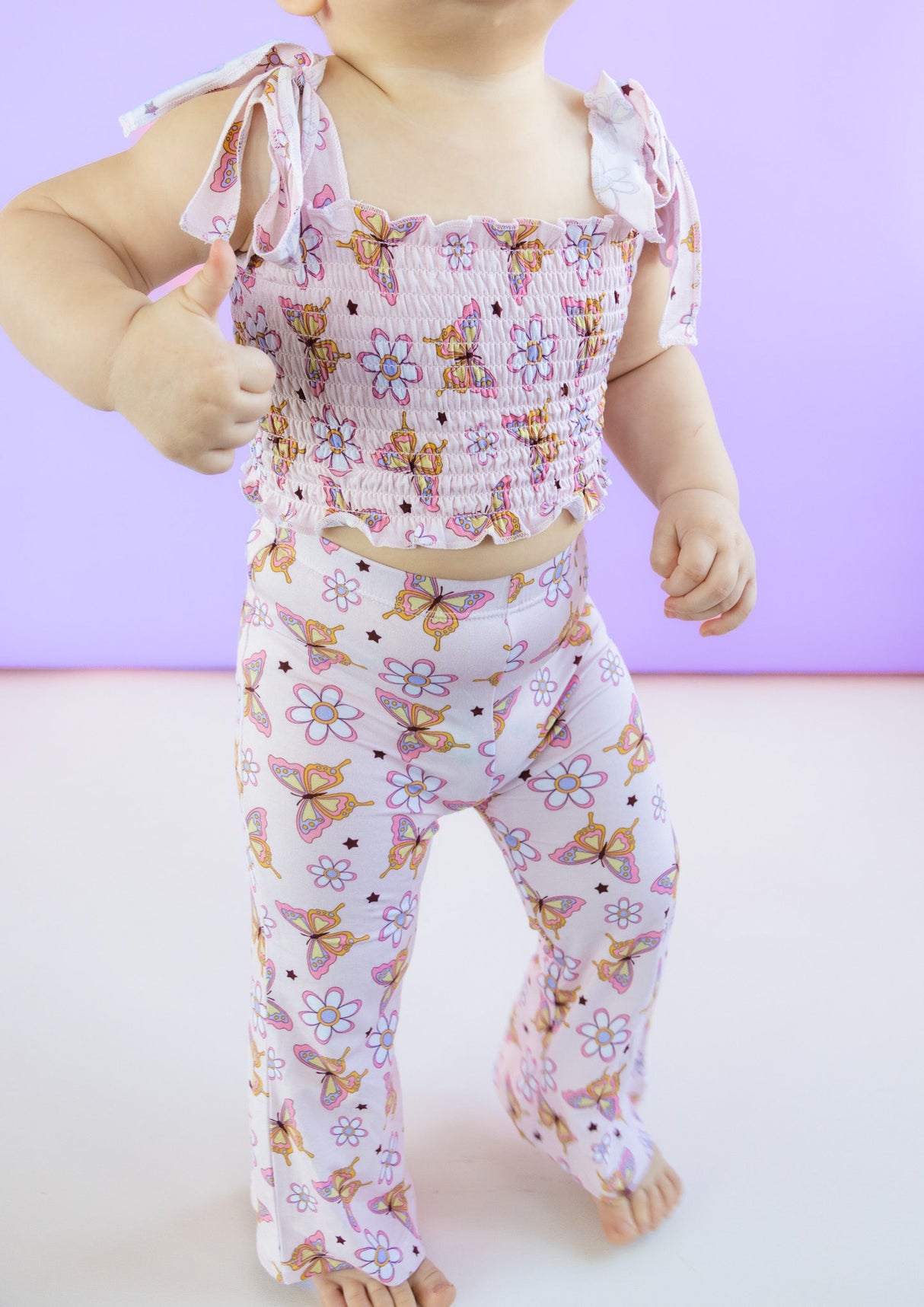 BLOSSOMIN' BUTTERFLY DREAM SMOCKED FLARE SET from DREAM BIG LITTLE CO