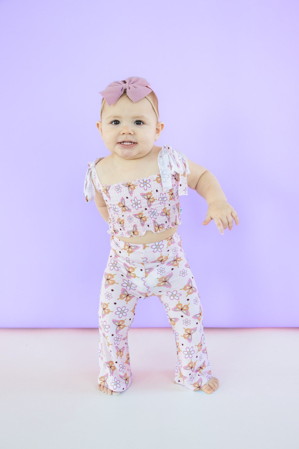 BLOSSOMIN' BUTTERFLY DREAM SMOCKED FLARE SET from DREAM BIG LITTLE CO