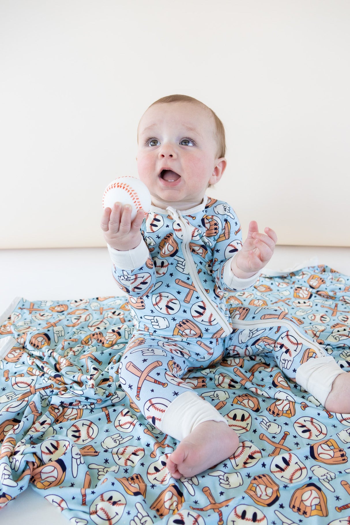 BASEBALL SMILEY DREAM ROMPER from DREAM BIG LITTLE CO