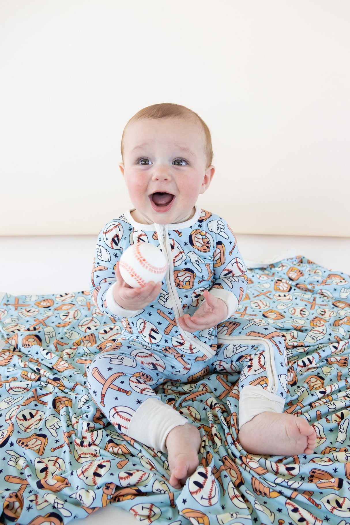 BASEBALL SMILEY DREAM ROMPER from DREAM BIG LITTLE CO