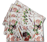 DaDa Bedding Set of 4-Pieces Sweet Love Notes Pink Floral Tapestry Dining Table Placemats 13” x 19” from DaDalogy Bedding Collection