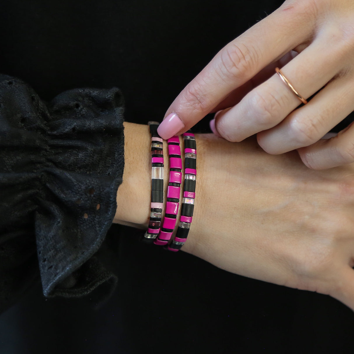 BAD GIRL - 3 Tila Bead Bracelet Stack from Mack & Rex
