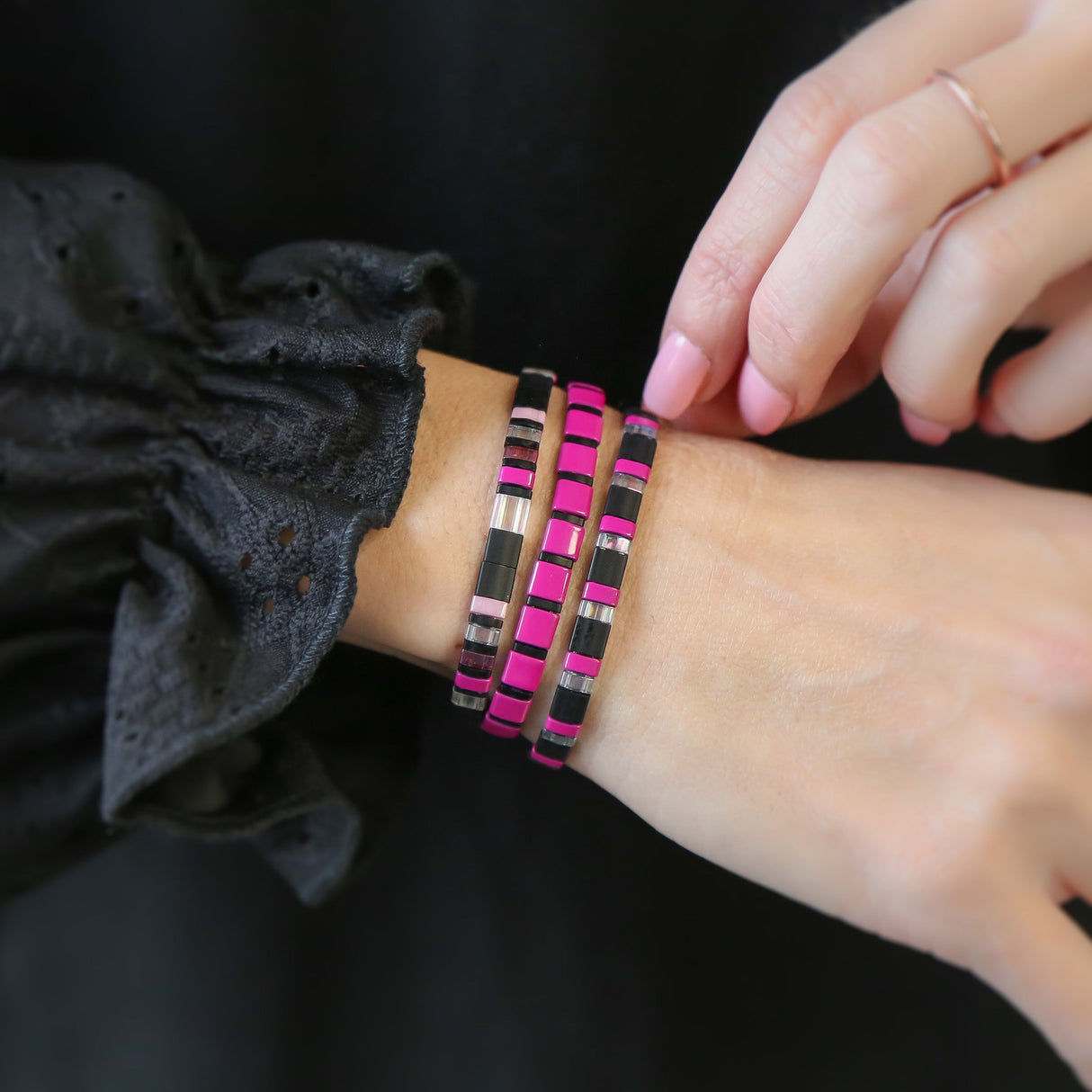 BAD GIRL - 3 Tila Bead Bracelet Stack from Mack & Rex
