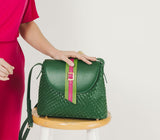 Kate - Green Vegan Basket Weave Bag from Gunas New York