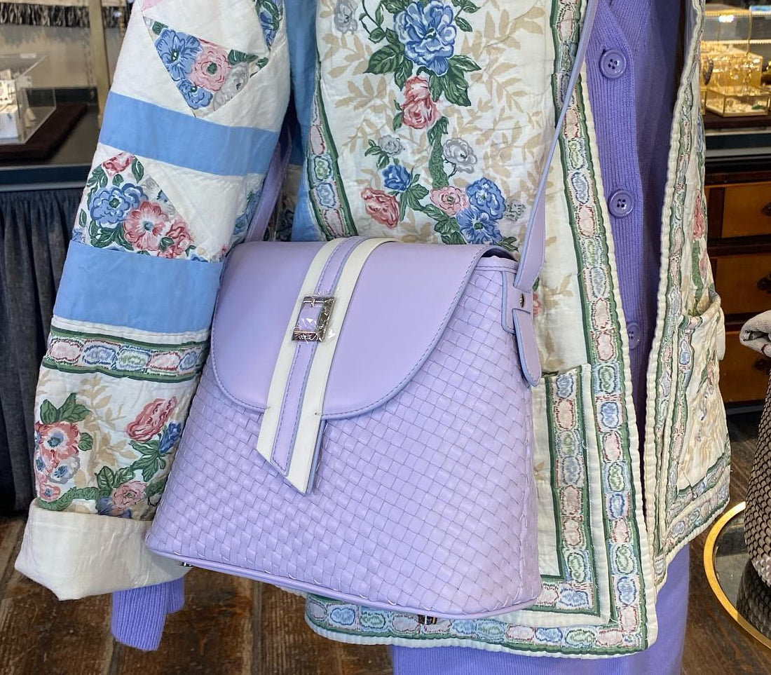 Kate - Lilac Vegan Basket Weave Bag from Gunas New York