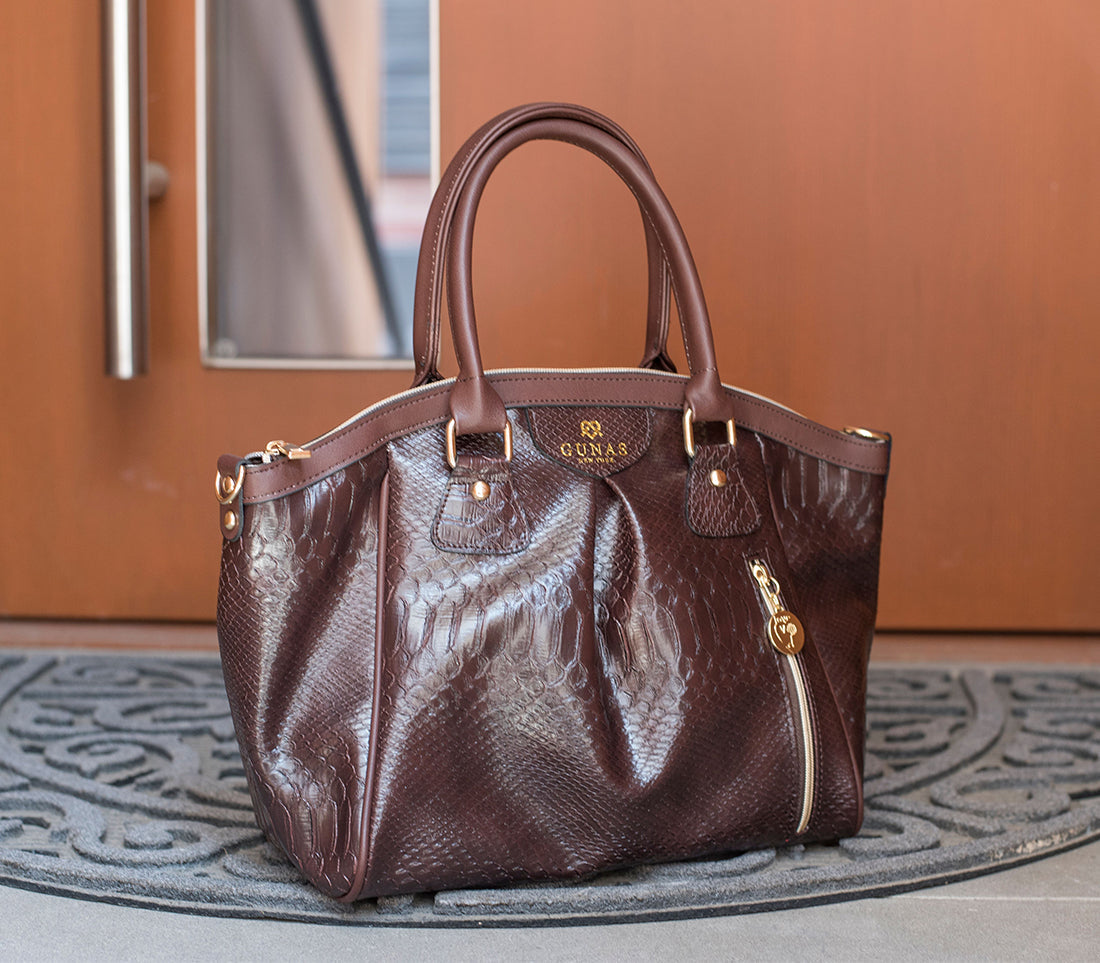 Madison - Burgundy Croc Vegan Bag from Gunas New York