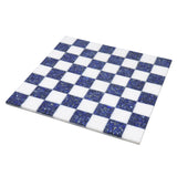 Borderless Marble Stone Luxury Chess Board 15''- Lapis lazuli Blue and White From Royal Chess Mall