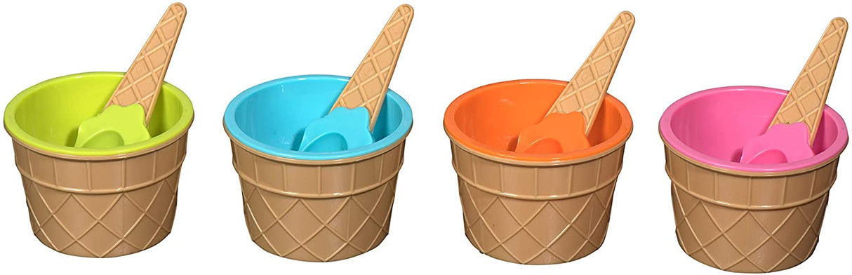 Ice Cream Bowls And Spoons - 2 Orange 2 Pink 2 Light Green 2 Sky Blue from Hammont