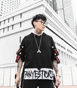 Black Solo Movement Short Sleeves Hoodie from Niepce Inc