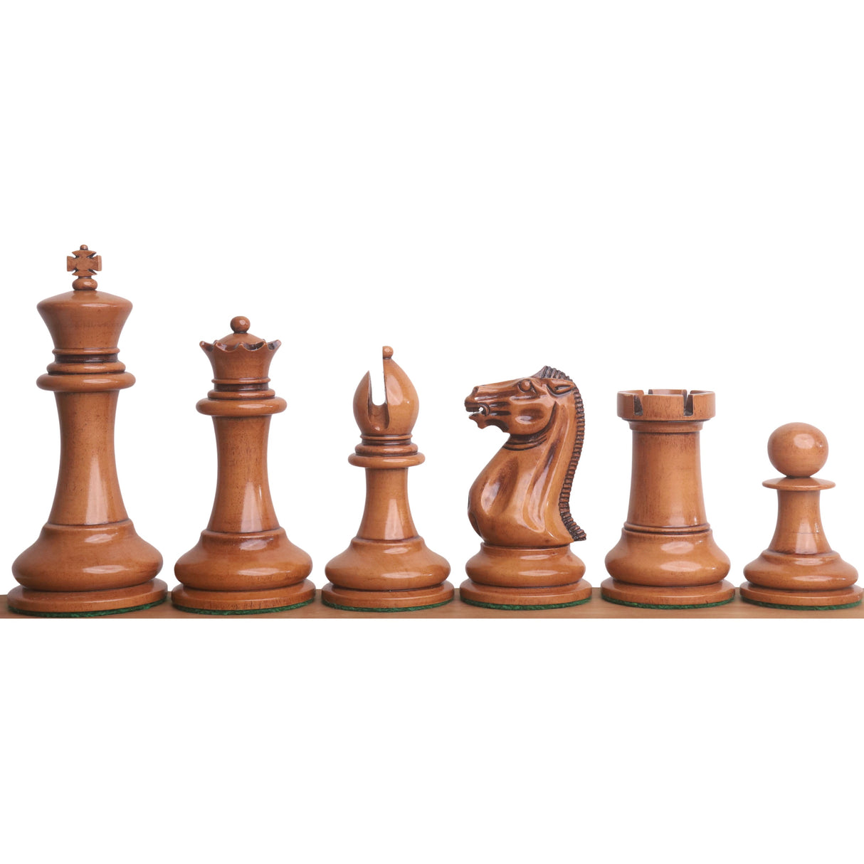Original Staunton Chess Set- Chess Pieces Only- Lacquered Distress Antiqued Boxwood & Bud Rosewood - 4.5" King From Royal Chess Mall