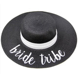 'Bride Tribe' Embroidery Straw Floppy Sun Hat from Madeline Love