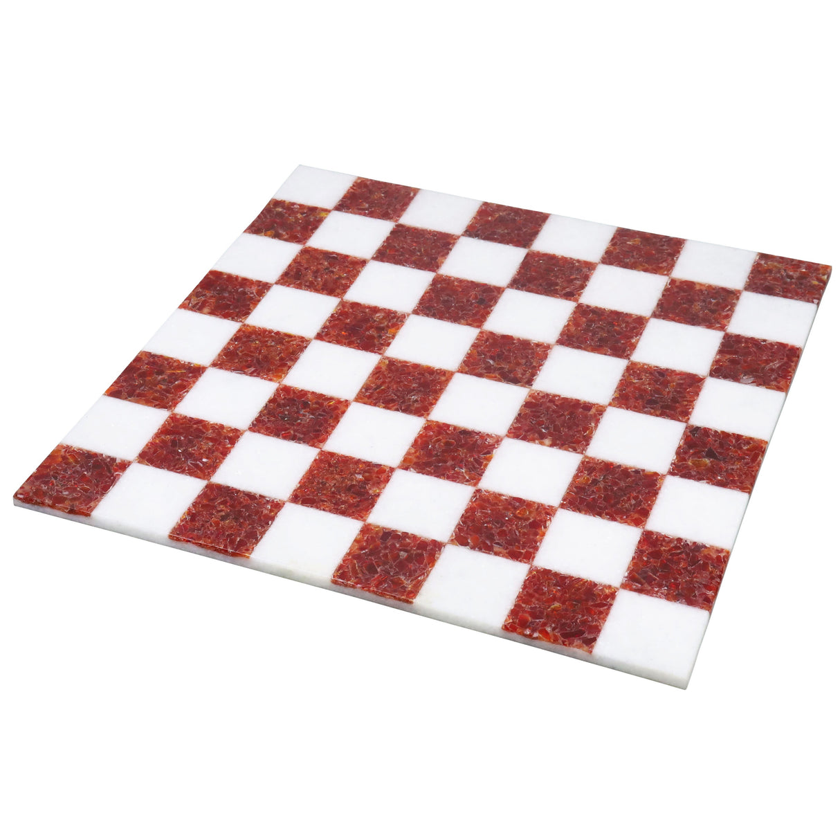 Borderless Marble Stone 15'' Luxury Chess Board - Red and White stone From Royal Chess Mall