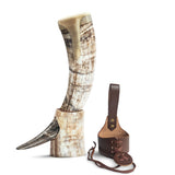 Curved Drinking Horn Bundle with Stand & Holster from Norse Tradesman