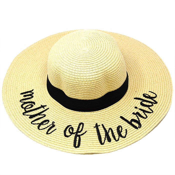 'Bride Tribe' Embroidery Straw Floppy Sun Hat from Madeline Love