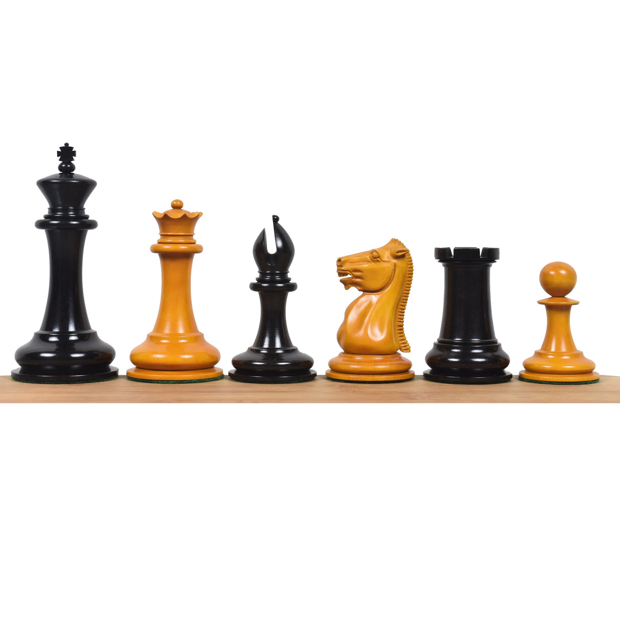 Leuchars Cook Staunton Chess Set- Chess Pieces Only - Ebony Wood & Antiqued Boxwood - 4.5" From Royal Chess Mall