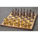 Brass Metal Modern Luxury Chess Pieces & Board Set 14" - Antique Copper & Gold From Royal Chess Mall