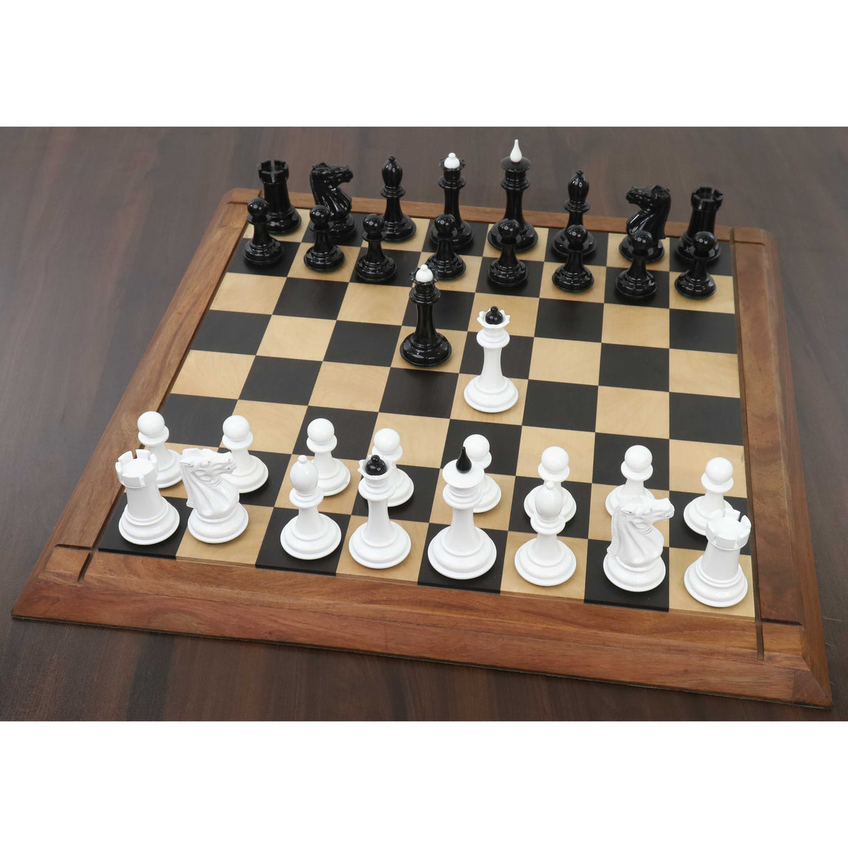 Soviet Reproduced 1940s' Chess Set- Chess Pieces Only - Black and White Lacquer Boxwood From Royal Chess Mall