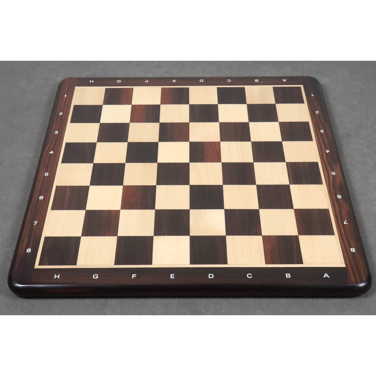 Flat 19" Chessboard in Rosewood & Maple Wood - 50 mm Square - Algebraic Notations From Royal Chess Mall
