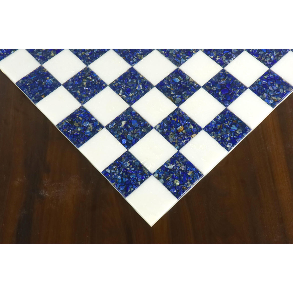 Borderless Marble Stone Luxury Chess Board 18'' - Lapis lazuli Blue and White From Royal Chess Mall