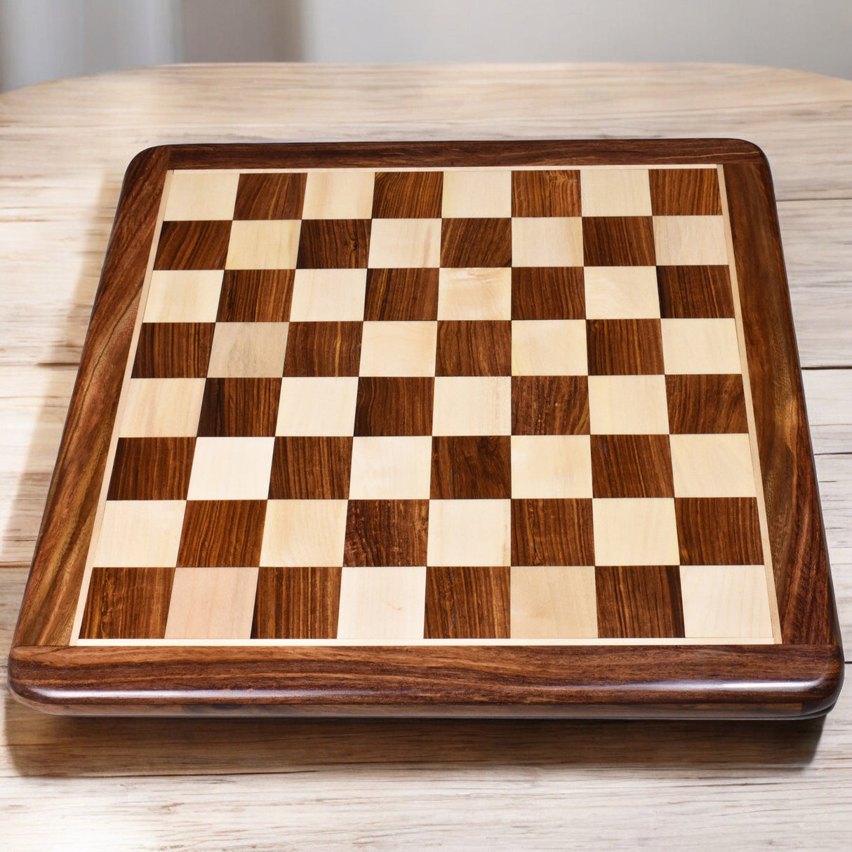 Inlaid Wood Chess board -Golden Rosewood & Maple Wood 17" - 45 mm square From Royal Chess Mall