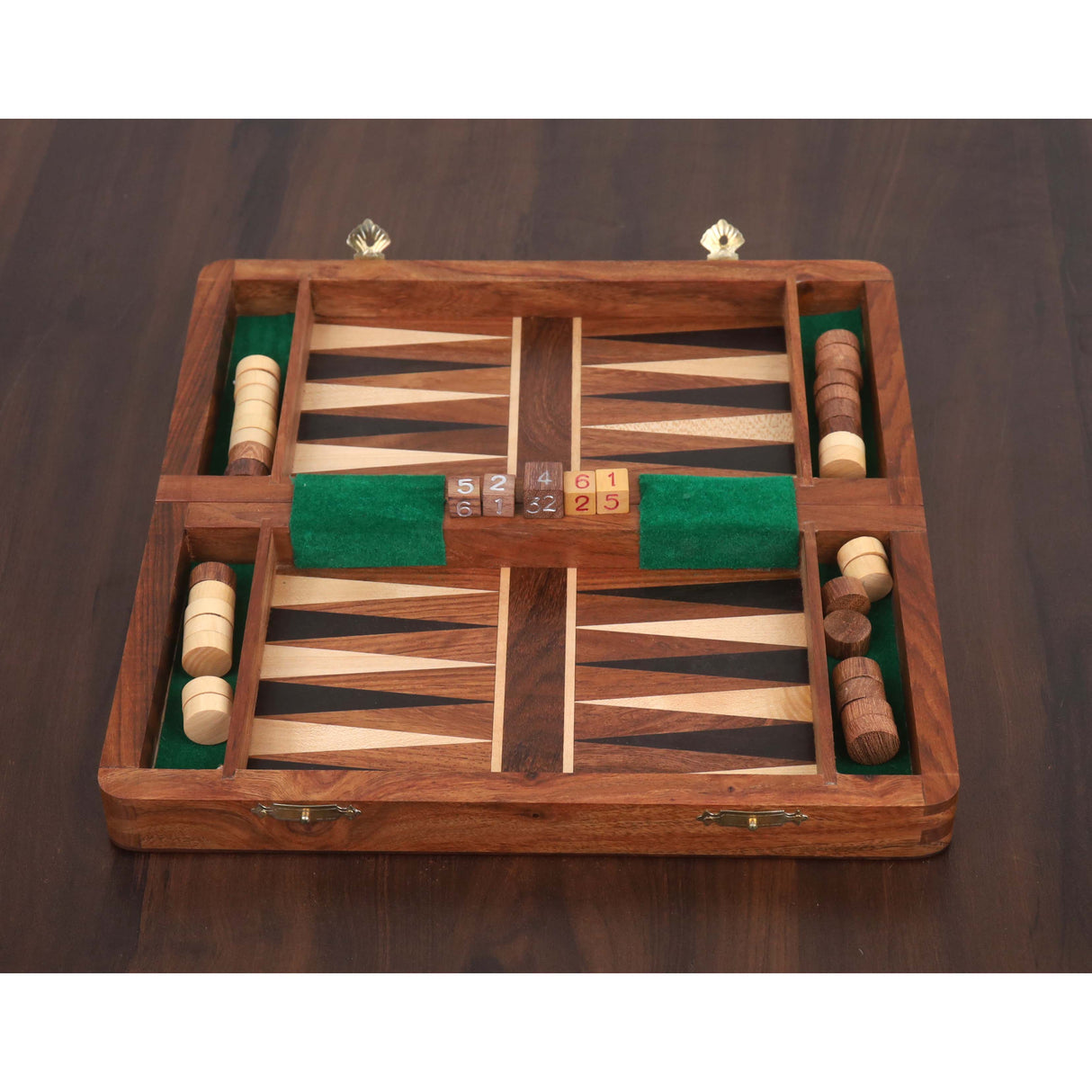 2 in 1 Magnetic Travel Chess & Backgammon set in Golden Rosewood - 10 inches from Royal Chess Mall