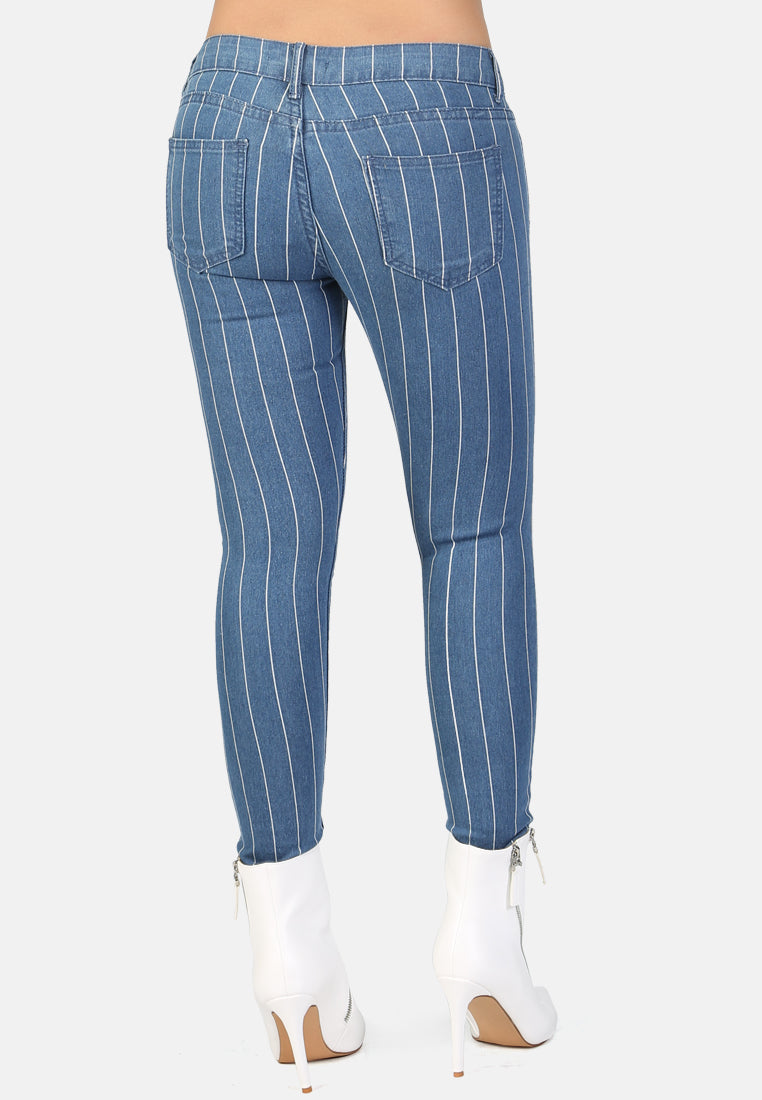 striped skinny jeans from London Rag International