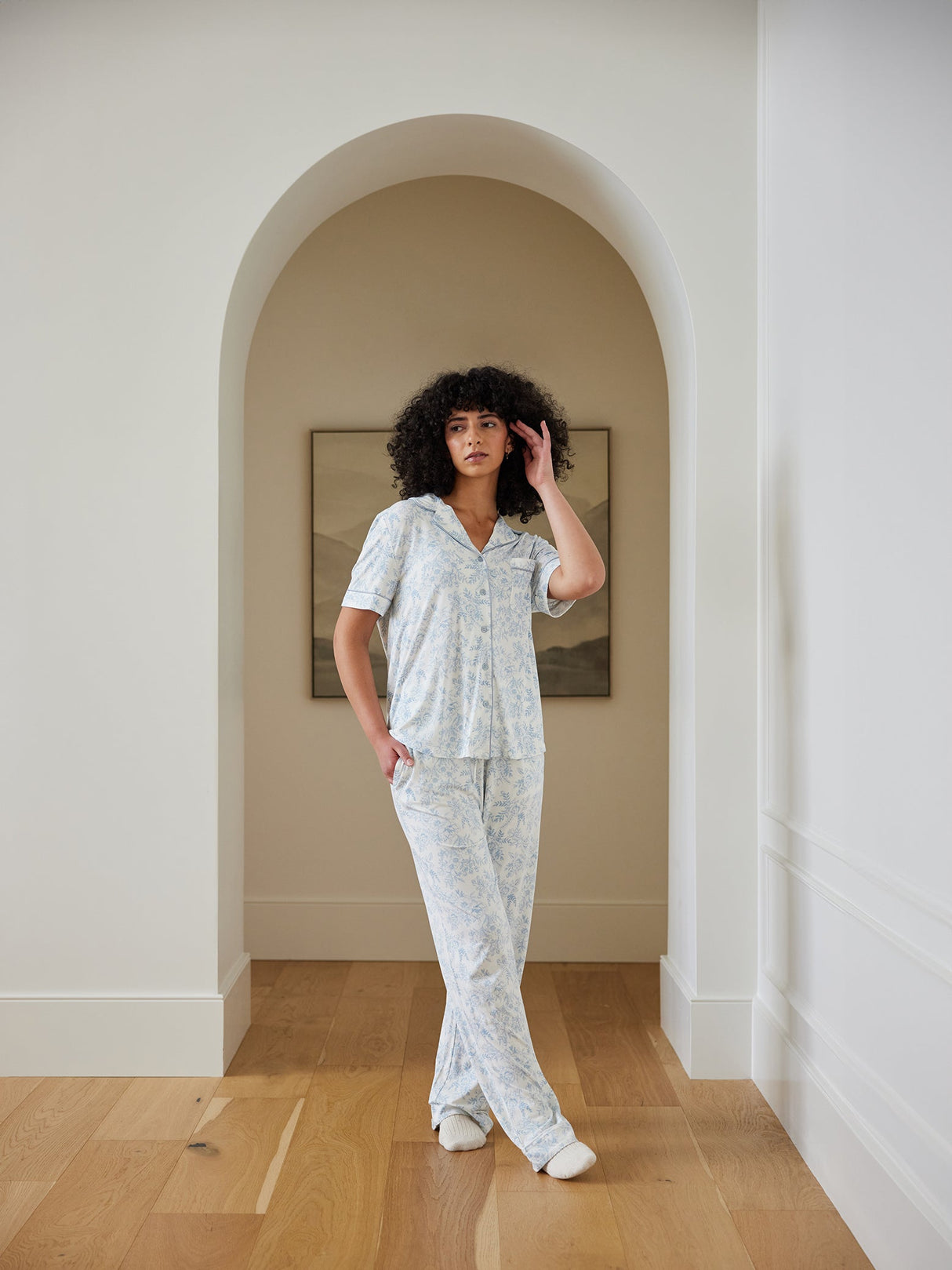 Women's Bamboo Stretch-Knit Short Sleeve & Pant Pajama Set from Cozy Earth