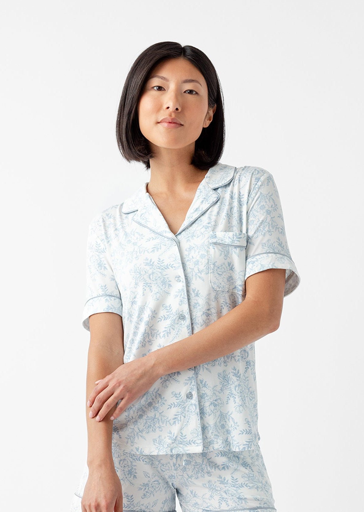 Women's Bamboo Stretch-Knit Short Sleeve & Pant Pajama Set from Cozy Earth