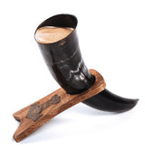 Curved Drinking Horn with Wooden Stand from Norse Tradesman