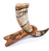 Curved Drinking Horn with Wooden Stand from Norse Tradesman