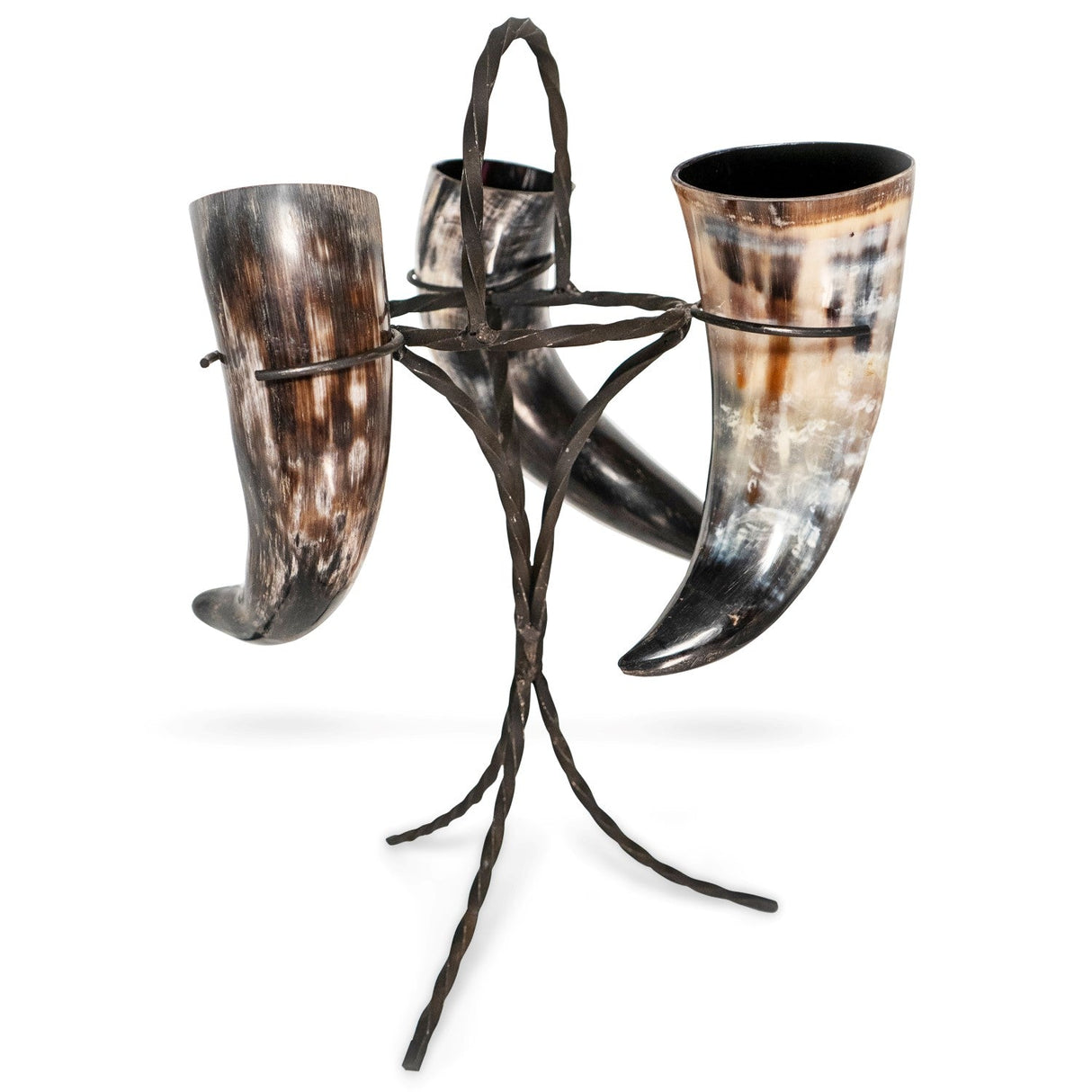 Drinking Horn Set (3) with Iron Stand from Norse Tradesman